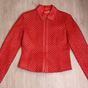 St John Red Leather Jacket Size S